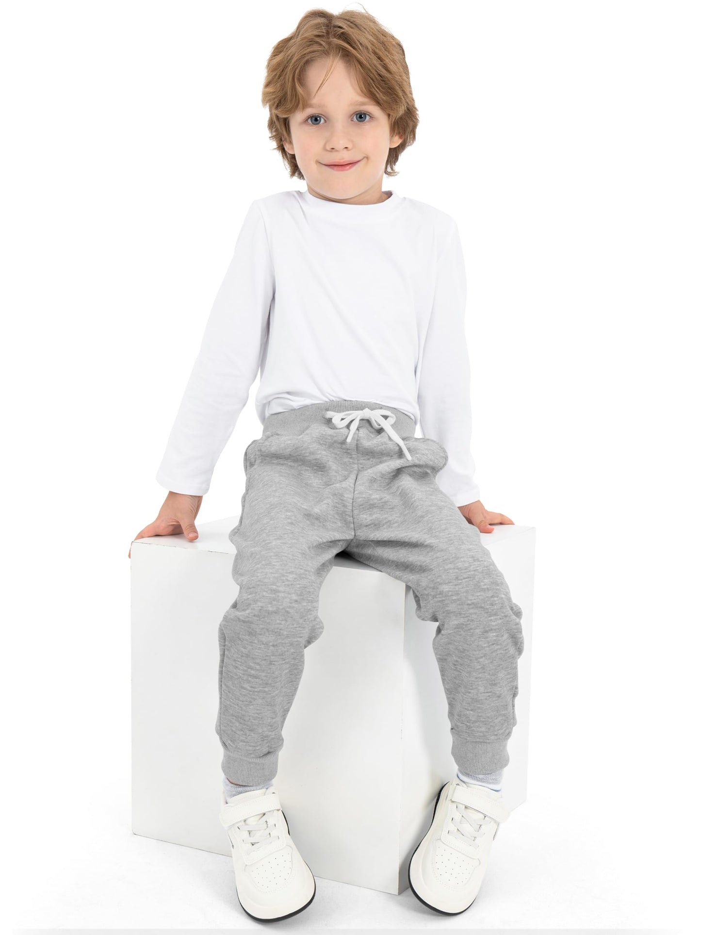 Toddler Boys Fleece Jogger Sweatpants with Drawstring 3 Pack