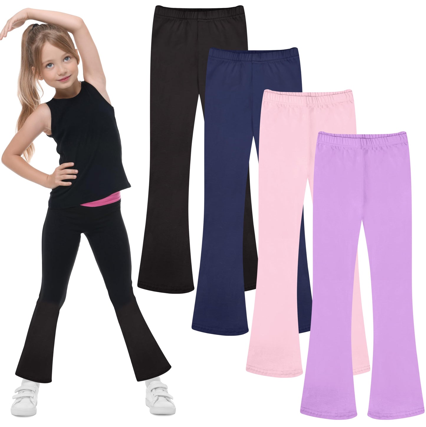 FEQO Girls Flare Leggings Pants Girl Cotton Leggings Bell Bottoms 5-14 Years