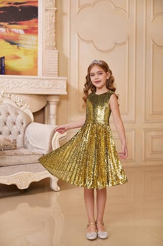 GRACE KARIN Girls Sequin Dress Sleeveless Prom Party Formal Graduations Fancy Tween Girls Dresses Size 5-12