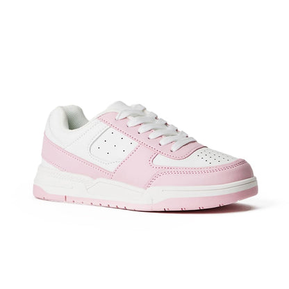 FabKids Girls' Vintage Tennis Shoes Classic Sneakers Breathable Non-Slip Athletic Shoes Cute Lace Up Casual Shoes for Kids