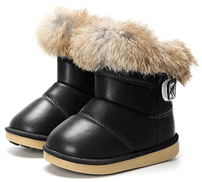 KVbabby Toddler boots Kids Snow Boots Girl's Warm Winter Boots Waterproof Boot PU Leather Non-slip