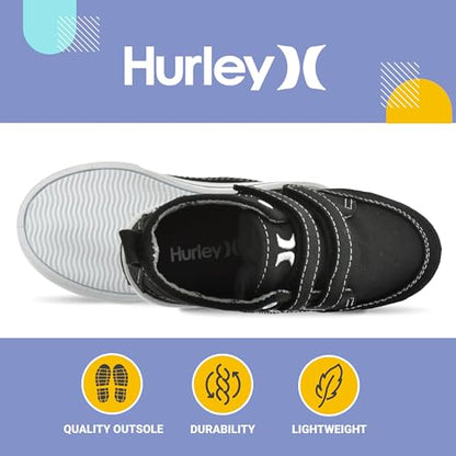 Hurley Kids Toddler and Little Kids Tedd Canvas Sneakers with Straps High Cut Skateboarding Shoes for Boys and Girls, Durable Shoes for School