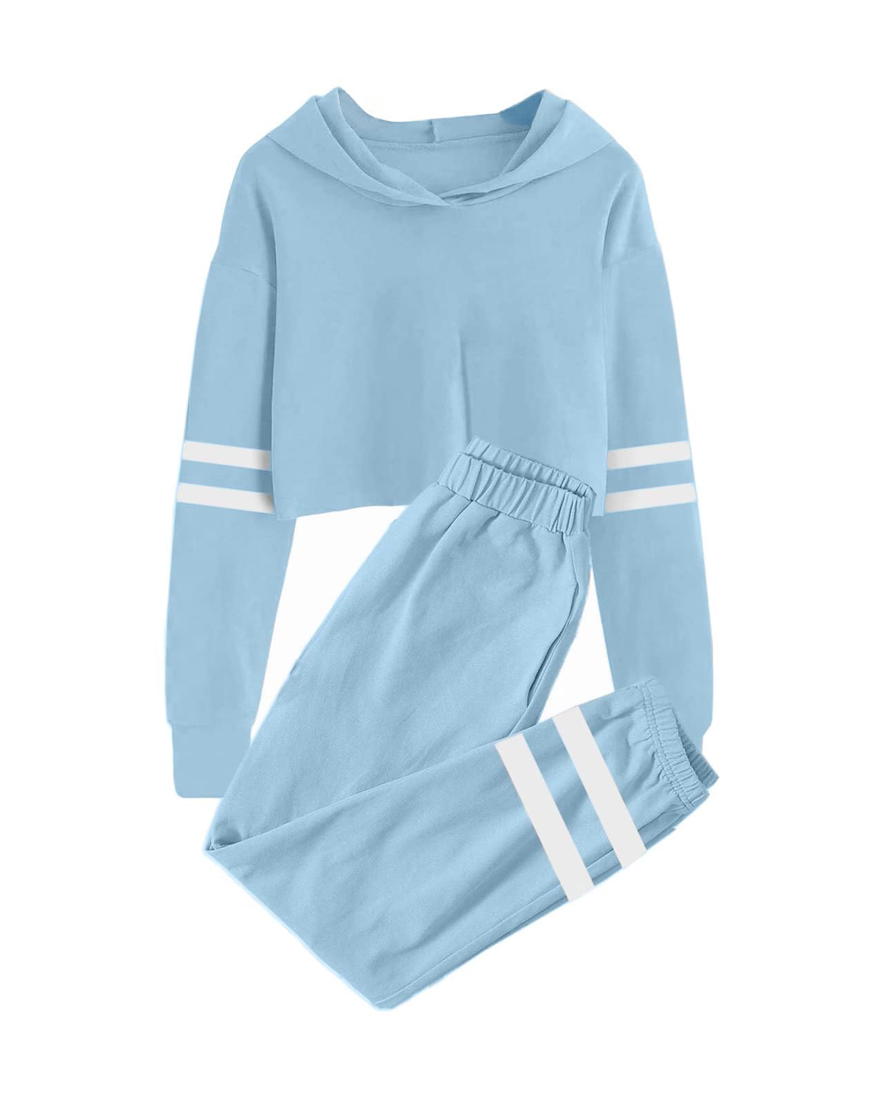 Meikulo Kids 2 Piece Outfits Girls Crop Tops Hoodies Long Sleeve Fashion Sweatshirts and Sweatpants