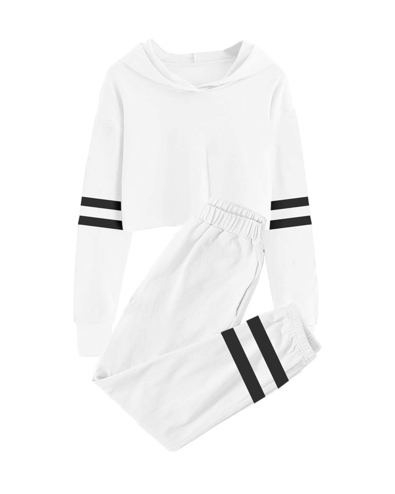 Meikulo Kids 2 Piece Outfits Girls Crop Tops Hoodies Long Sleeve Fashion Sweatshirts and Sweatpants