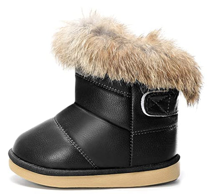 KVbabby Toddler boots Kids Snow Boots Girl's Warm Winter Boots Waterproof Boot PU Leather Non-slip