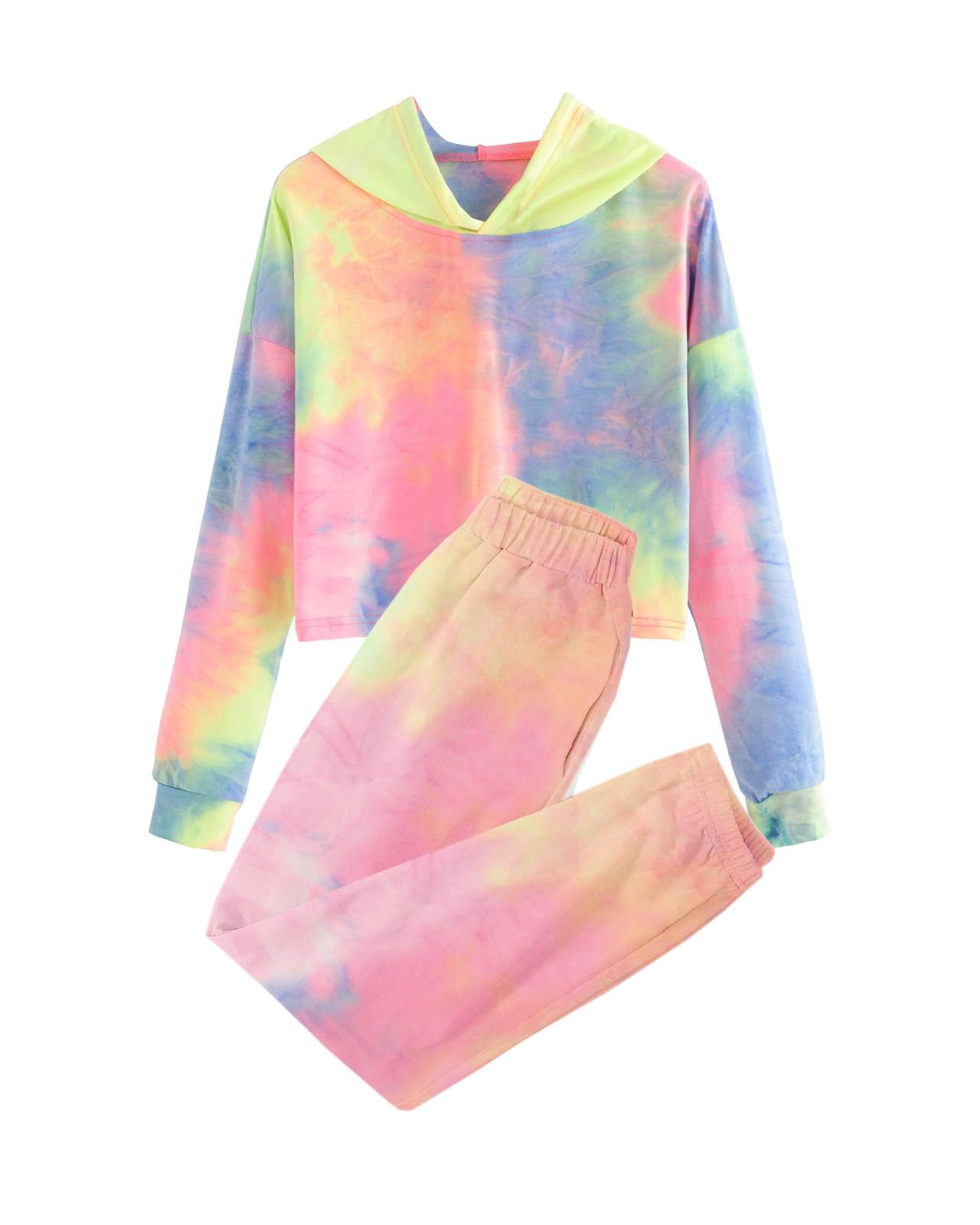 Meikulo Kids 2 Piece Outfits Girls Crop Tops Hoodies Long Sleeve Fashion Sweatshirts and Sweatpants