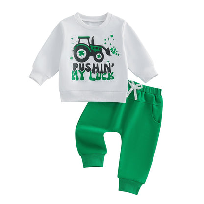 WZTYYDS Toddler Baby Boy Fall Clothes Letter Truck Long Sleeve Pullover Sweatshirt Tops Joggers Pants Set Winter Outfits