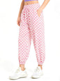 Haloumoning Girls Plaid Pants Kids Elastic Waist Jogger Pants Lightweight Bottoms with Pockets 5-14 Years