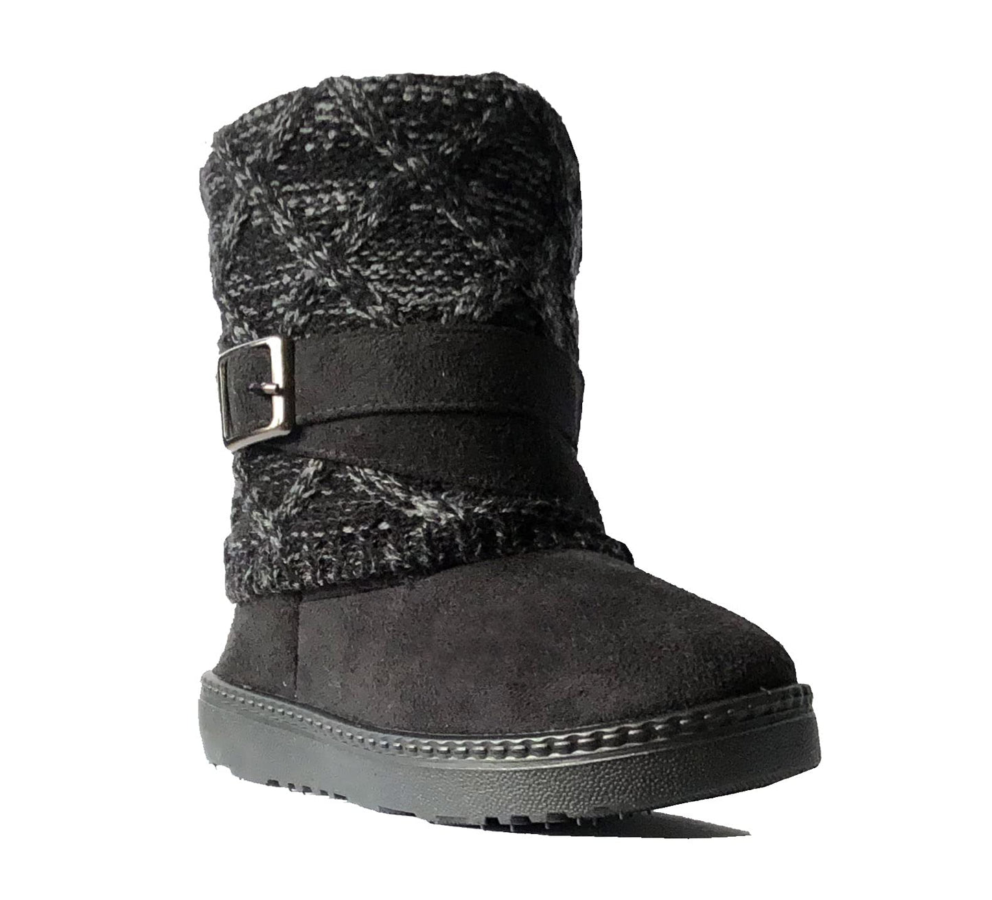 REDVOLUTION Kids Boots Toddler Girls Cute 2 Buttons || Rhinestone Faux Fur Suede Knitting Shoe
