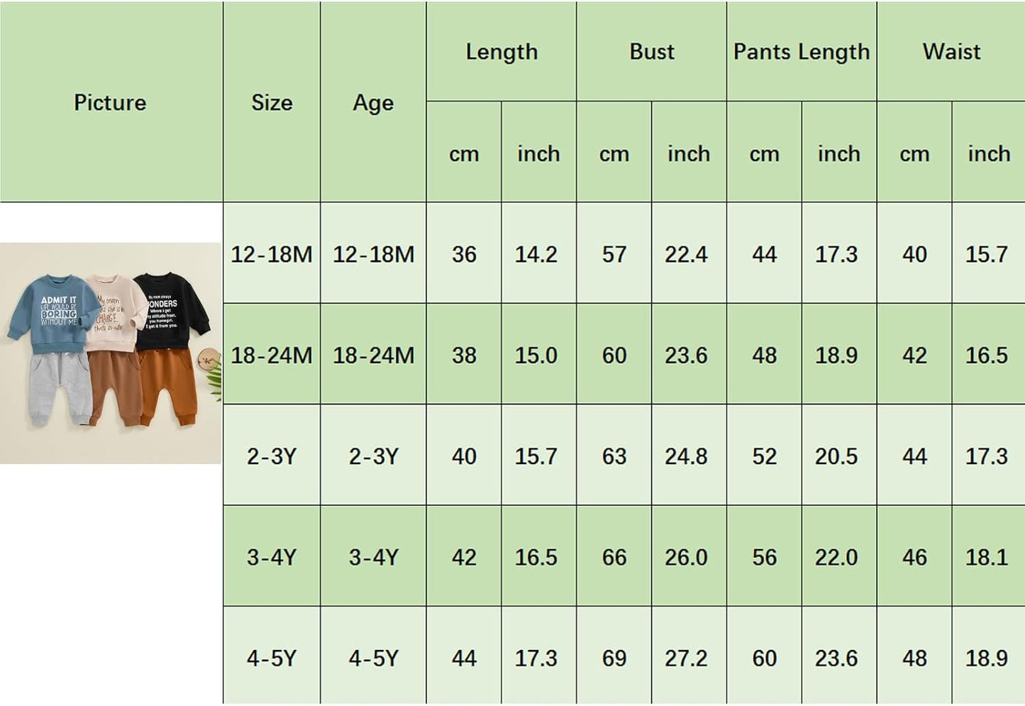 wdehow Toddler Baby Boy 2Pcs Outfits Letters Print Pullover Tops + Drawstring Pants Set Fall Winter Clothes