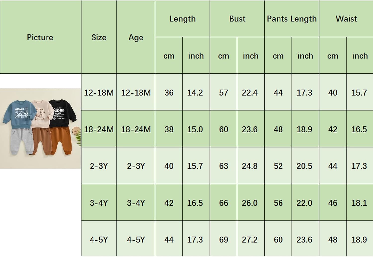 wdehow Toddler Baby Boy 2Pcs Outfits Letters Print Pullover Tops + Drawstring Pants Set Fall Winter Clothes