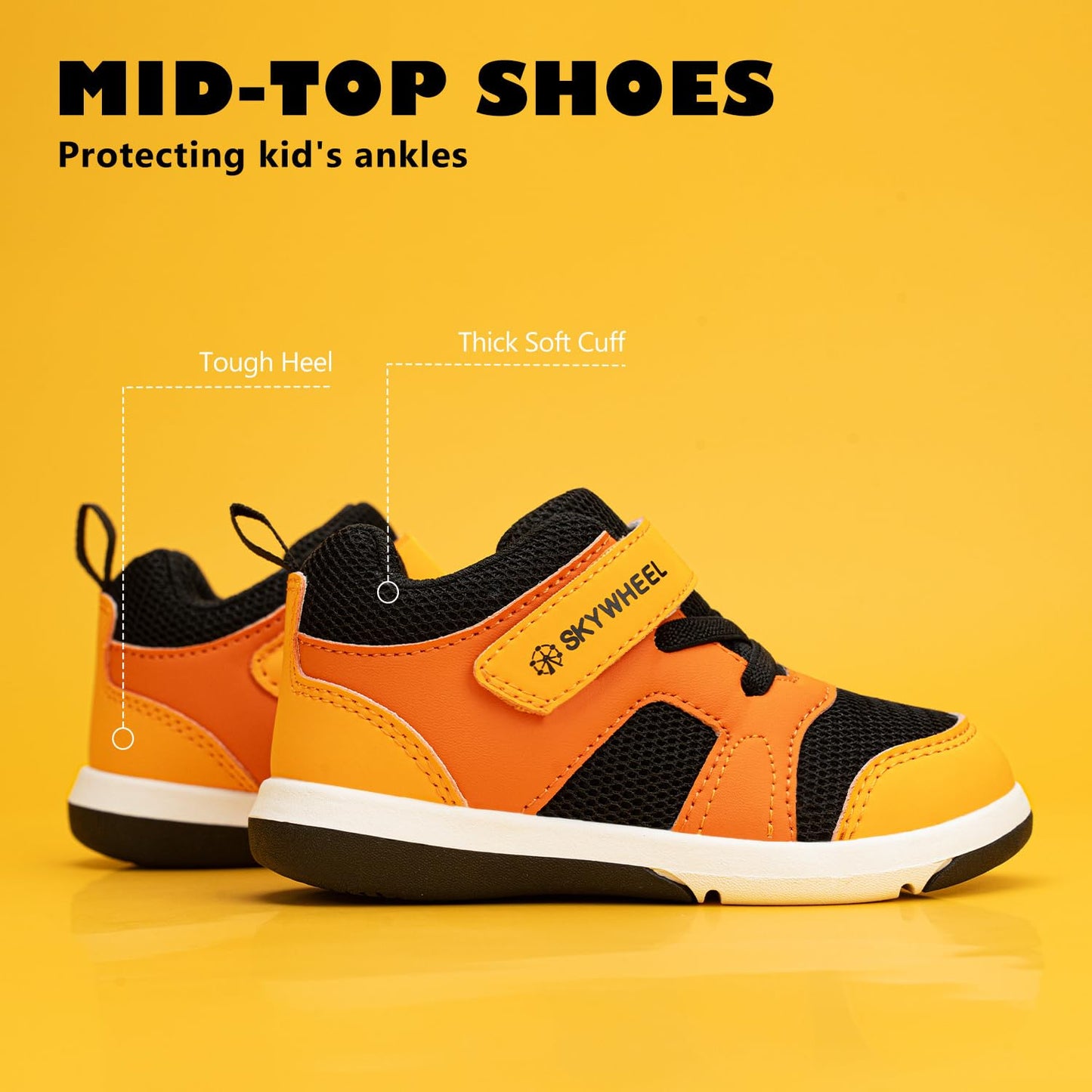 Toddler Boys High Top Sneakers with Wide Toe Box and Hook and Loop