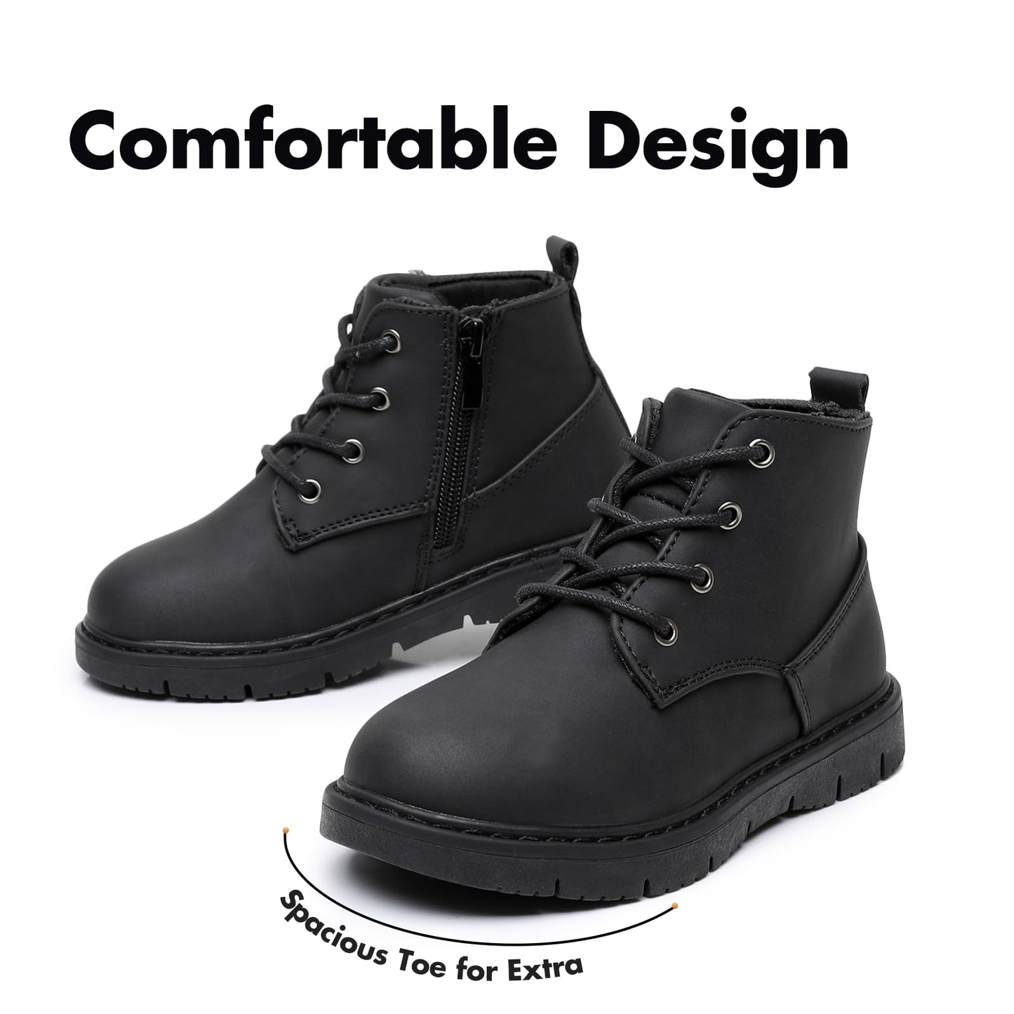 Toddler Boys Water Resistant Work Boots with Side Zipper and TPR Sole