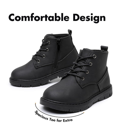 Toddler Boys Water Resistant Work Boots with Side Zipper and TPR Sole