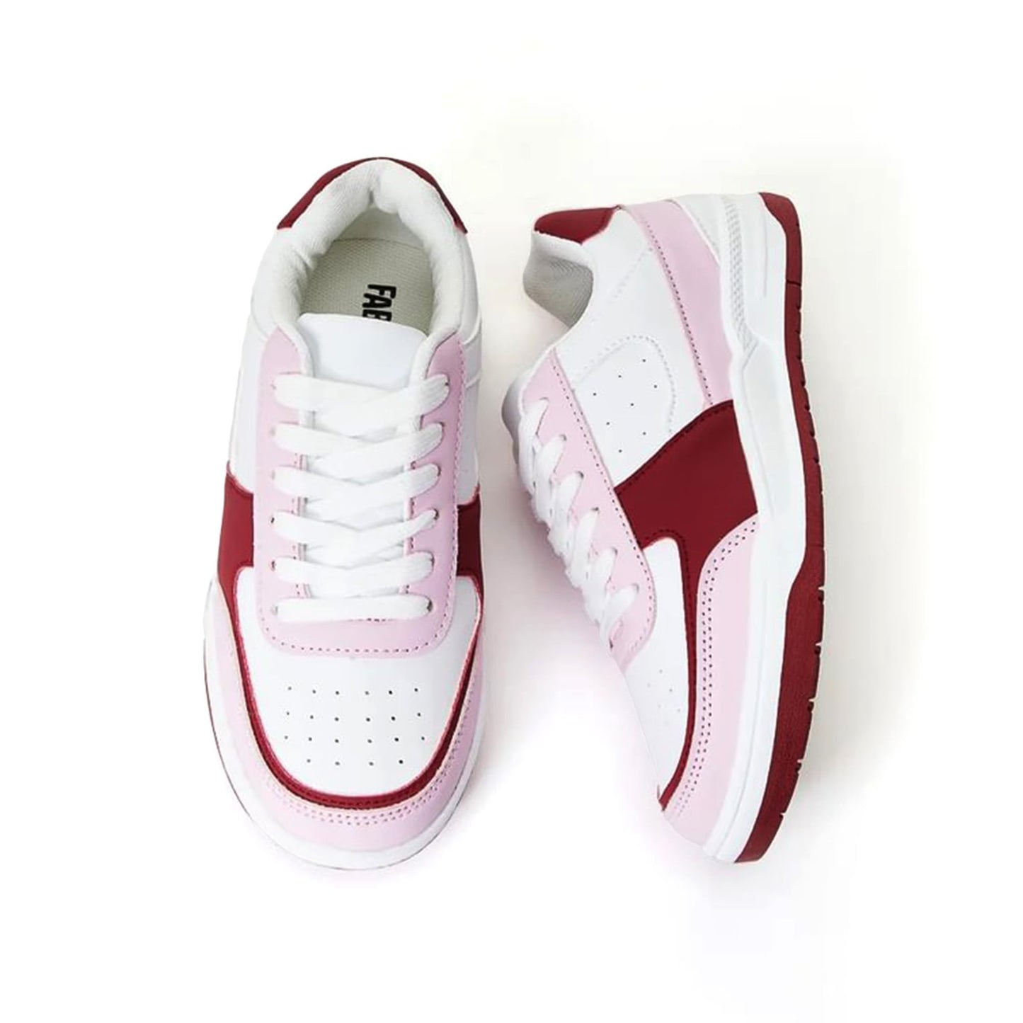 FabKids Girls' Vintage Tennis Shoes Classic Sneakers Breathable Non-Slip Athletic Shoes Cute Lace Up Casual Shoes for Kids