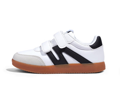 LUCKY STEP Kids Classic Retro Gum Sole Fashion Sneakers School Tennis Skate Shoes Girls Boys Hook and Loop Walking Casual Toddler Footwear Anti Slip Trainers