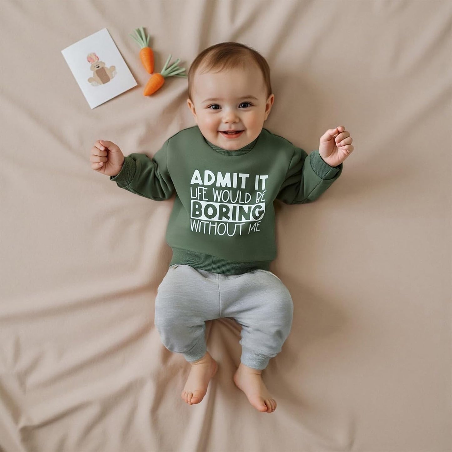 wdehow Toddler Baby Boy 2Pcs Outfits Letters Print Pullover Tops + Drawstring Pants Set Fall Winter Clothes