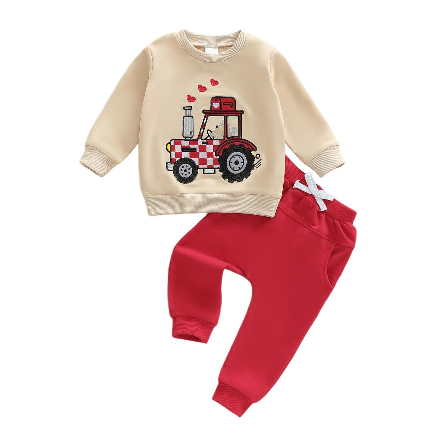 WZTYYDS Toddler Baby Boy Fall Clothes Letter Truck Long Sleeve Pullover Sweatshirt Tops Joggers Pants Set Winter Outfits