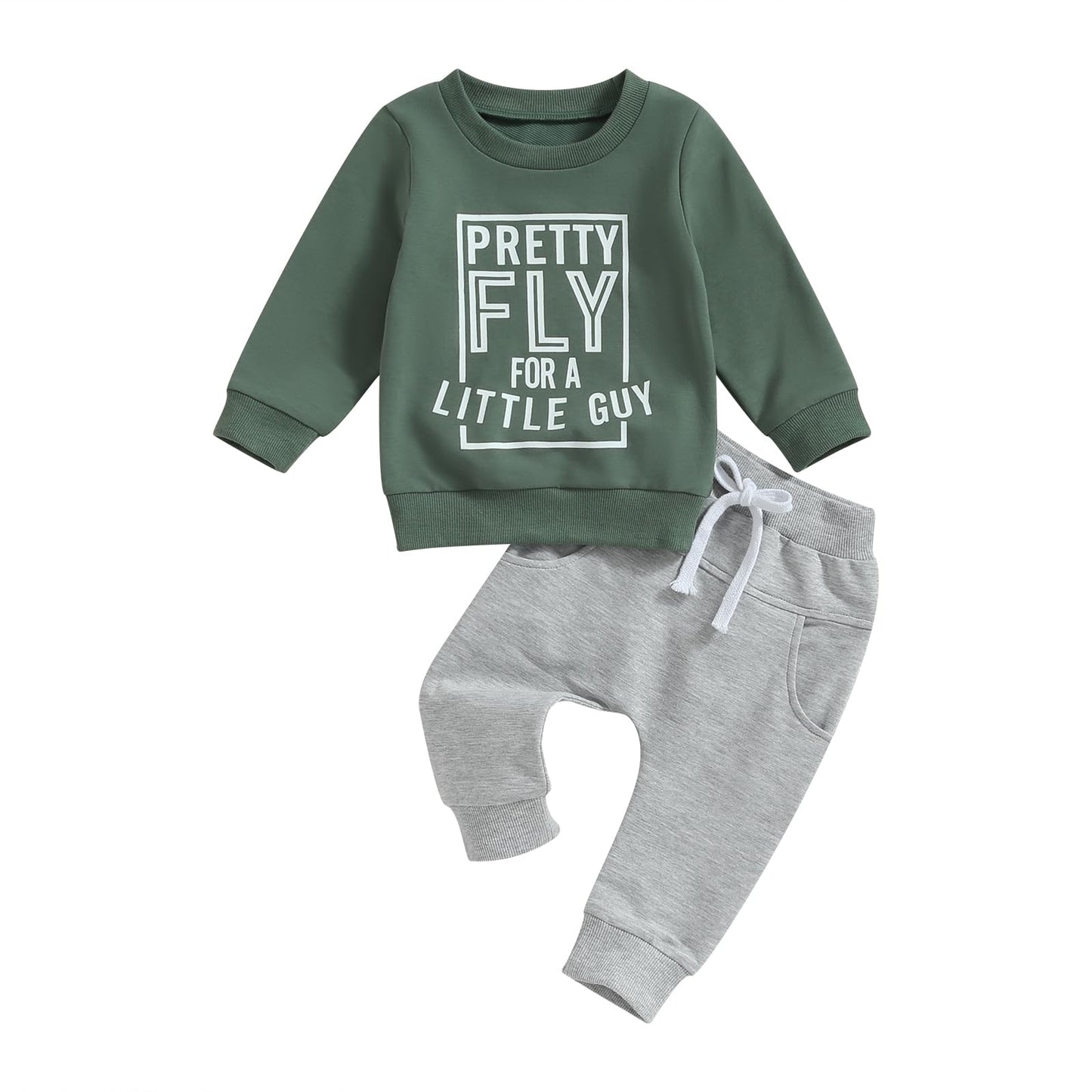 wdehow Toddler Baby Boy 2Pcs Outfits Letters Print Pullover Tops + Drawstring Pants Set Fall Winter Clothes