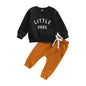 wdehow Toddler Baby Boy 2Pcs Outfits Letters Print Pullover Tops + Drawstring Pants Set Fall Winter Clothes