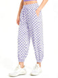 Haloumoning Girls Plaid Pants Kids Elastic Waist Jogger Pants Lightweight Bottoms with Pockets 5-14 Years