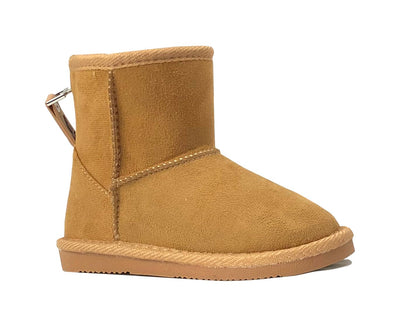 REDVOLUTION Kids Boots Toddler Girls Cute 2 Buttons || Rhinestone Faux Fur Suede Knitting Shoe