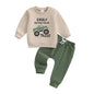WZTYYDS Toddler Baby Boy Fall Clothes Letter Truck Long Sleeve Pullover Sweatshirt Tops Joggers Pants Set Winter Outfits