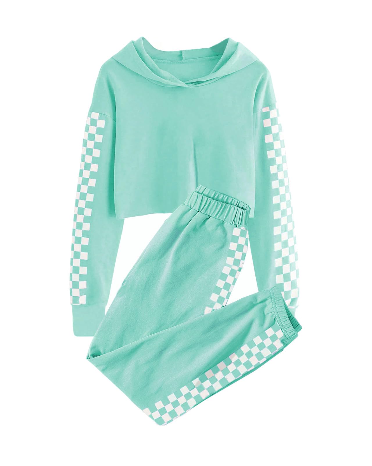 Meikulo Kids 2 Piece Outfits Girls Crop Tops Hoodies Long Sleeve Fashion Sweatshirts and Sweatpants