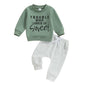 wdehow Toddler Baby Boy 2Pcs Outfits Letters Print Pullover Tops + Drawstring Pants Set Fall Winter Clothes