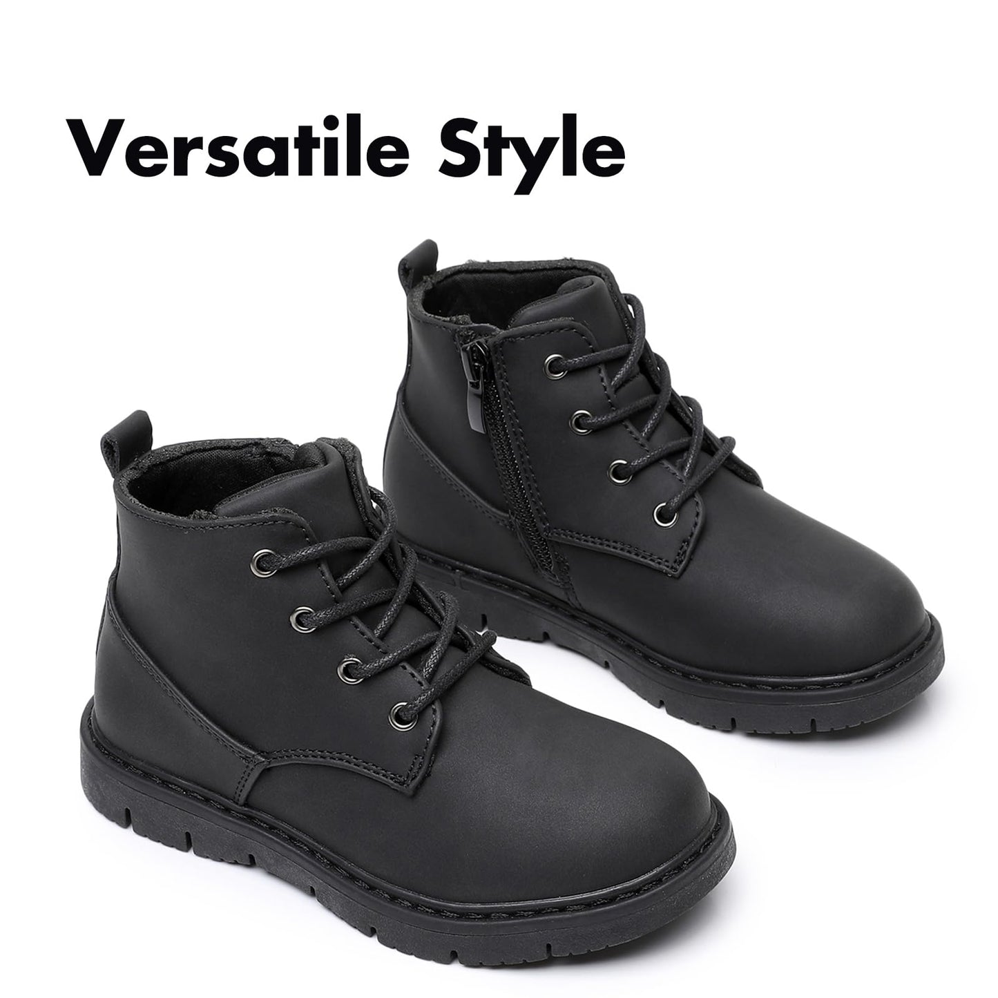 Toddler Boys Water Resistant Work Boots with Side Zipper and TPR Sole