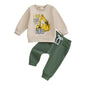 WZTYYDS Toddler Baby Boy Fall Clothes Letter Truck Long Sleeve Pullover Sweatshirt Tops Joggers Pants Set Winter Outfits