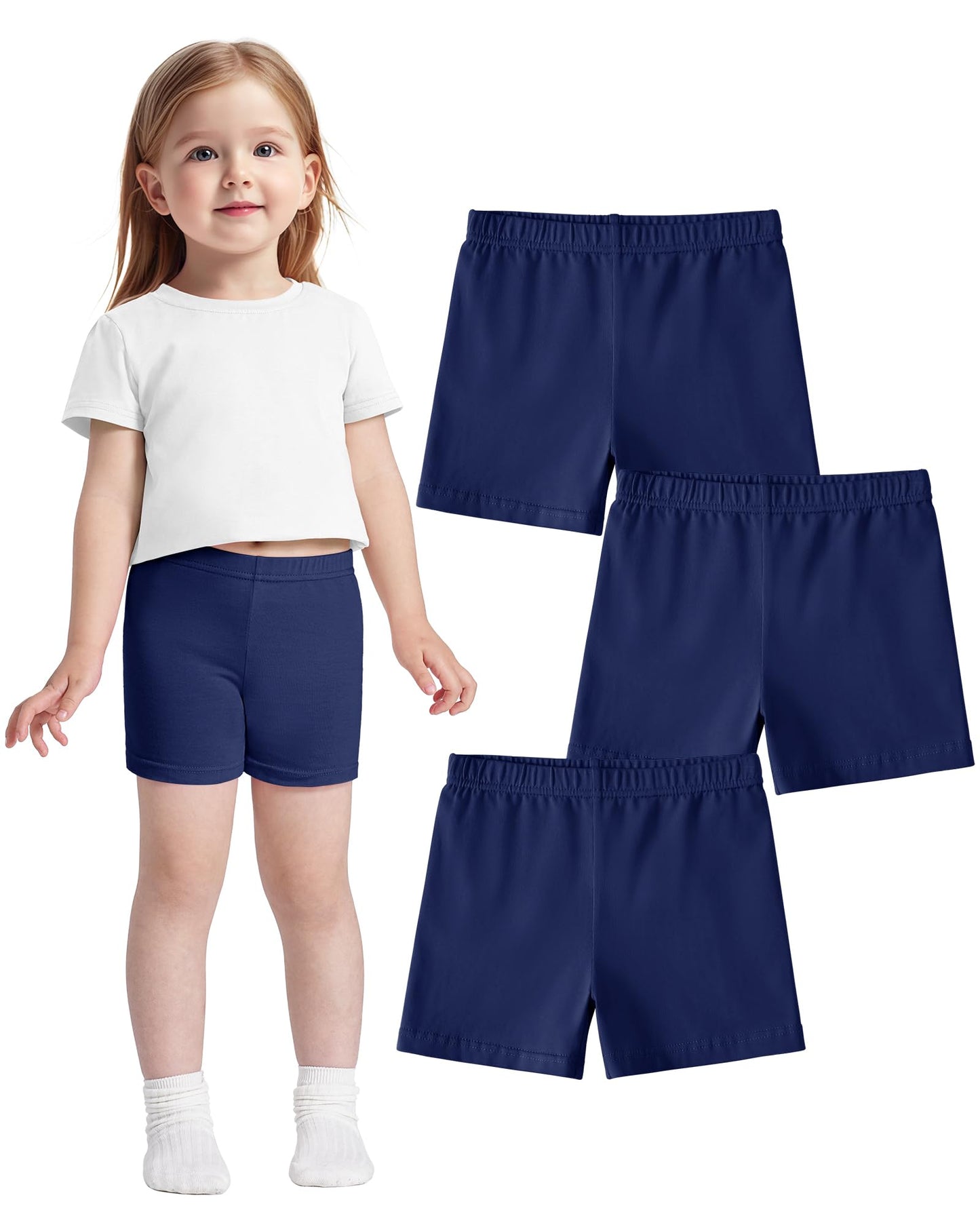 ZUEMET 3 Pack Baby Girls Bike Shorts Toddler Girl Athletic Dance Short Soft Cotton Summer Clothes Size 18M-5T