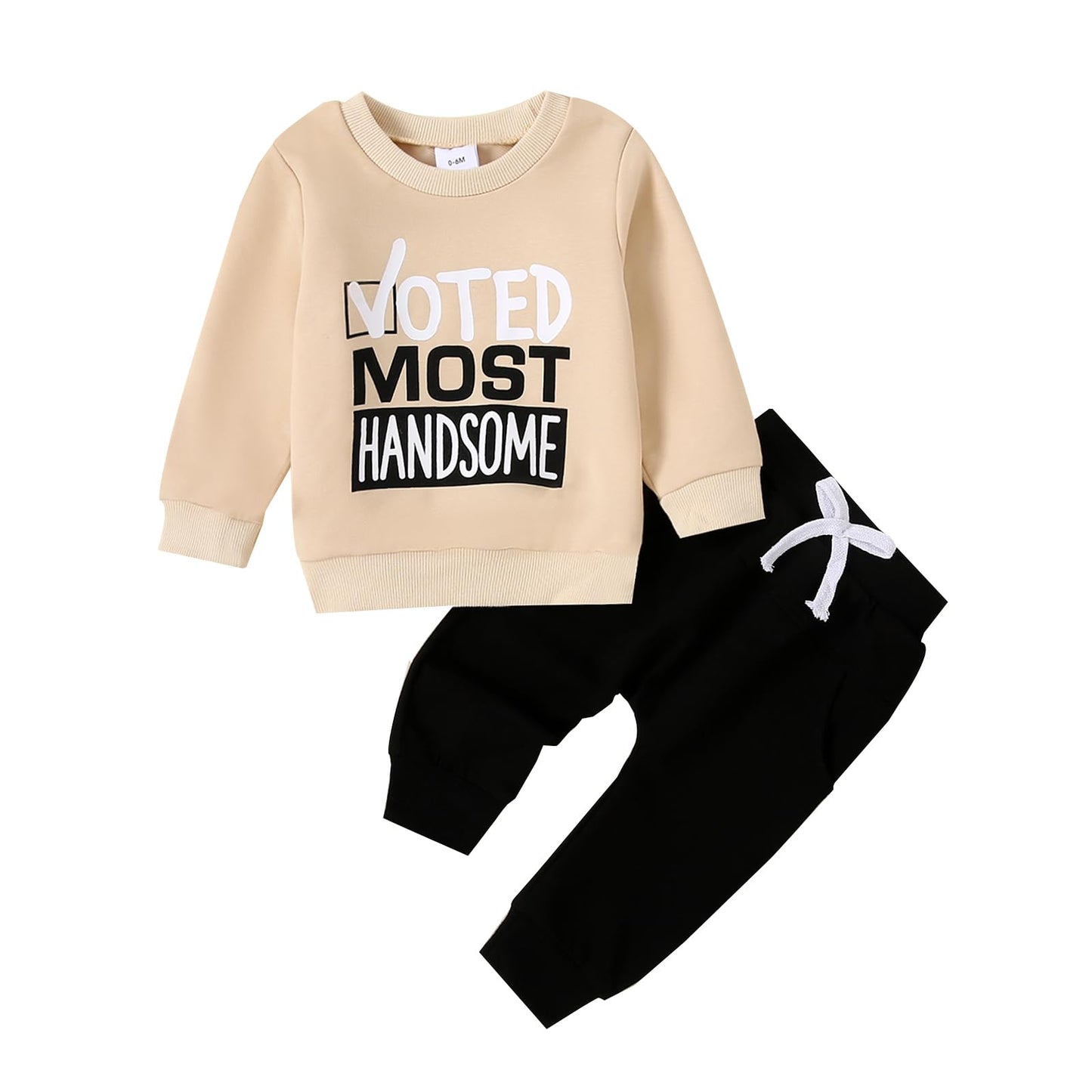 wdehow Toddler Baby Boy 2Pcs Outfits Letters Print Pullover Tops + Drawstring Pants Set Fall Winter Clothes