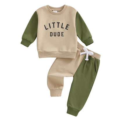 wdehow Toddler Baby Boy 2Pcs Outfits Letters Print Pullover Tops + Drawstring Pants Set Fall Winter Clothes
