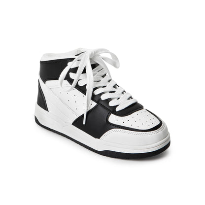FabKids Girls' Vintage Tennis Shoes Classic Sneakers Breathable Non-Slip Athletic Shoes Cute Lace Up Casual Shoes for Kids