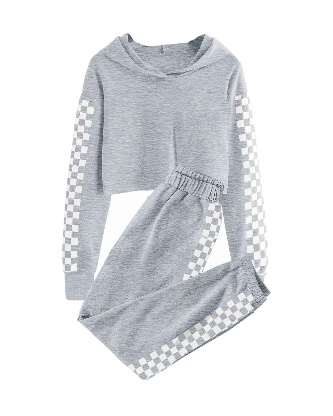 Meikulo Kids 2 Piece Outfits Girls Crop Tops Hoodies Long Sleeve Fashion Sweatshirts and Sweatpants