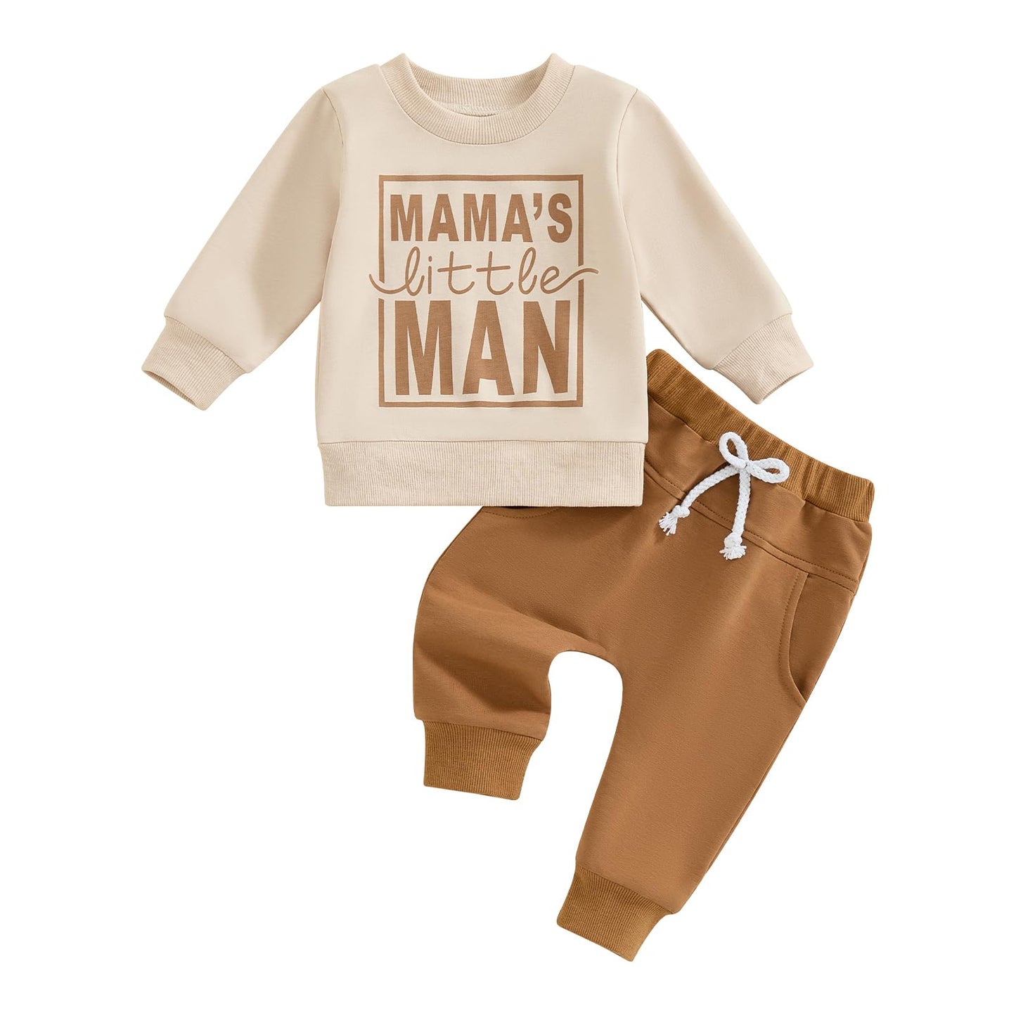 wdehow Toddler Baby Boy 2Pcs Outfits Letters Print Pullover Tops + Drawstring Pants Set Fall Winter Clothes