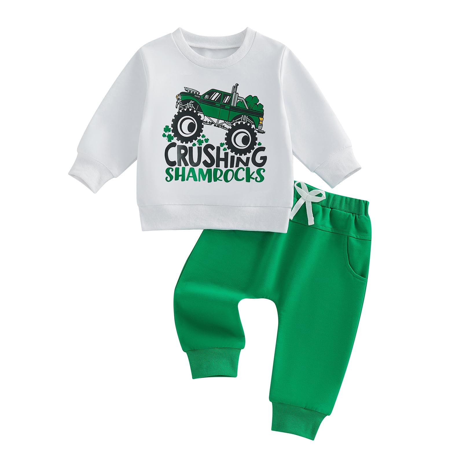 WZTYYDS Toddler Baby Boy Fall Clothes Letter Truck Long Sleeve Pullover Sweatshirt Tops Joggers Pants Set Winter Outfits