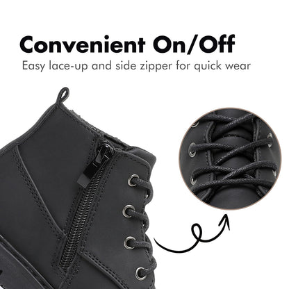 Toddler Boys Water Resistant Work Boots with Side Zipper and TPR Sole