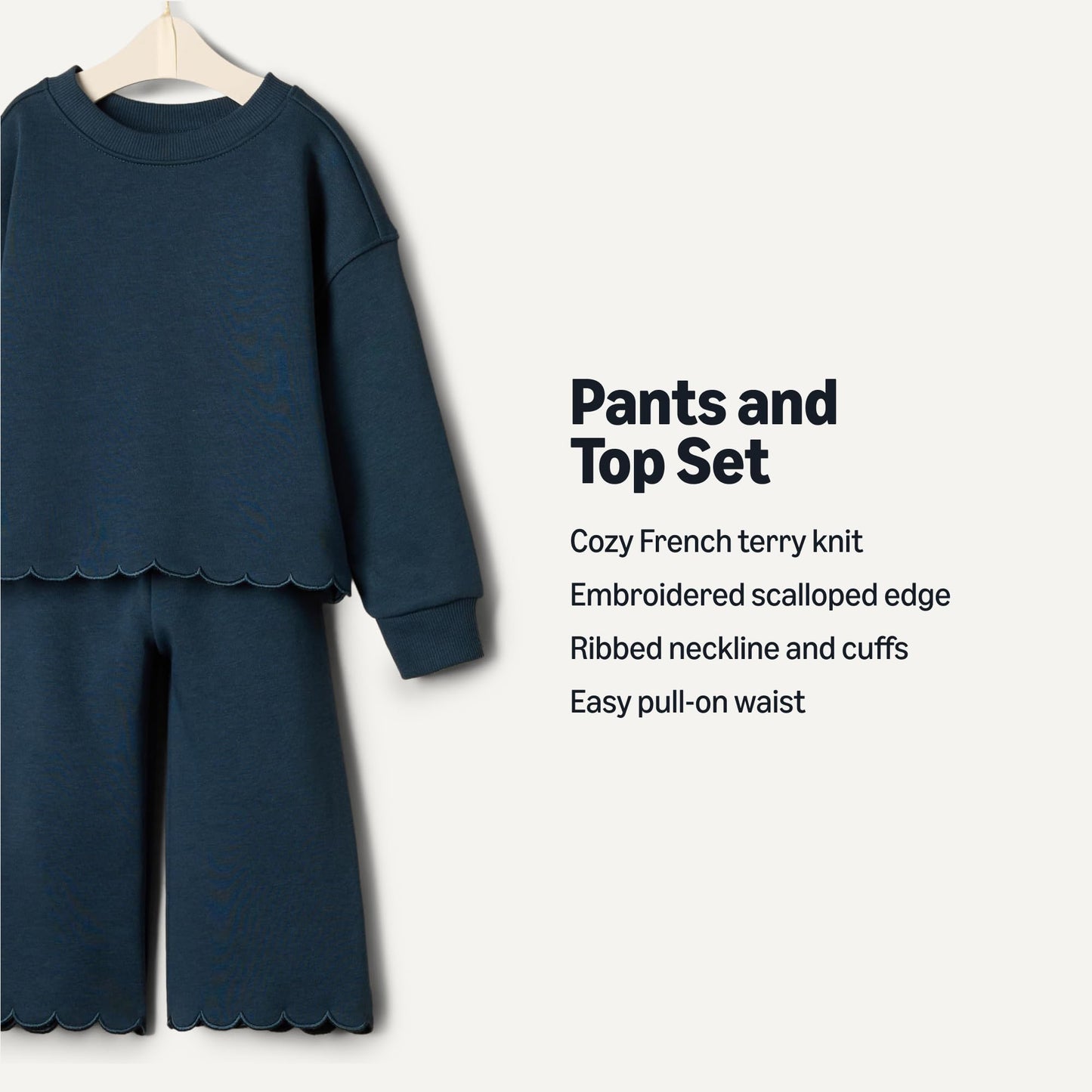 Amazon Essentials x Sofia Grainge Toddlers and Baby Girls' French Terry Pant and Top Set