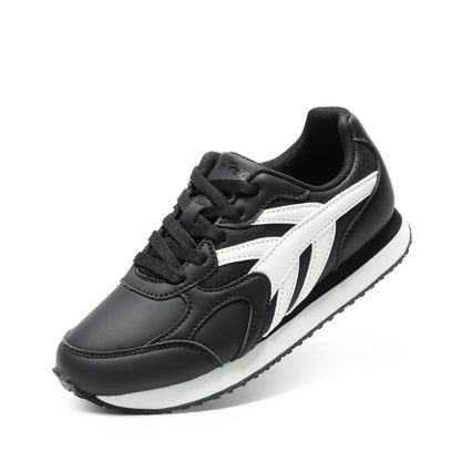 Kids Faux Leather Lace Up Sneakers with EVA Cushioning and Rubber Sole