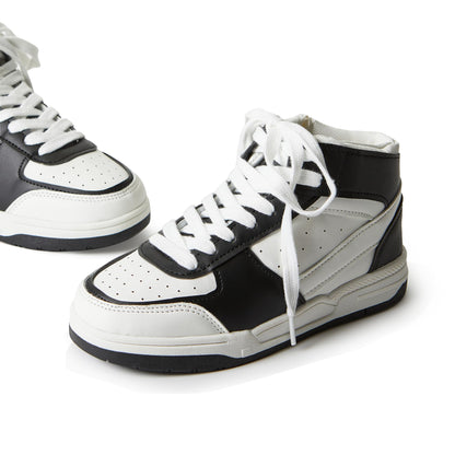 FabKids Girls' Vintage Tennis Shoes Classic Sneakers Breathable Non-Slip Athletic Shoes Cute Lace Up Casual Shoes for Kids