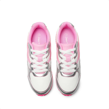 Kids Faux Leather Lace Up Sneakers with EVA Cushioning and Rubber Sole