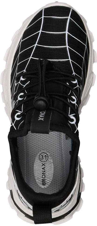 Kids Spider Web Sneakers with Bungee Lace and Adjustable Toggle