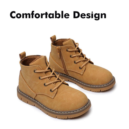 Toddler Boys Water Resistant Work Boots with Side Zipper and TPR Sole