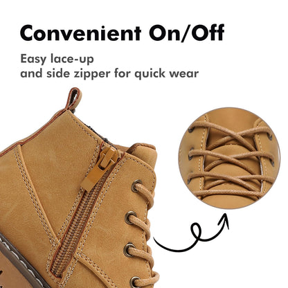 Toddler Boys Water Resistant Work Boots with Side Zipper and TPR Sole