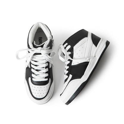 FabKids Girls' Vintage Tennis Shoes Classic Sneakers Breathable Non-Slip Athletic Shoes Cute Lace Up Casual Shoes for Kids