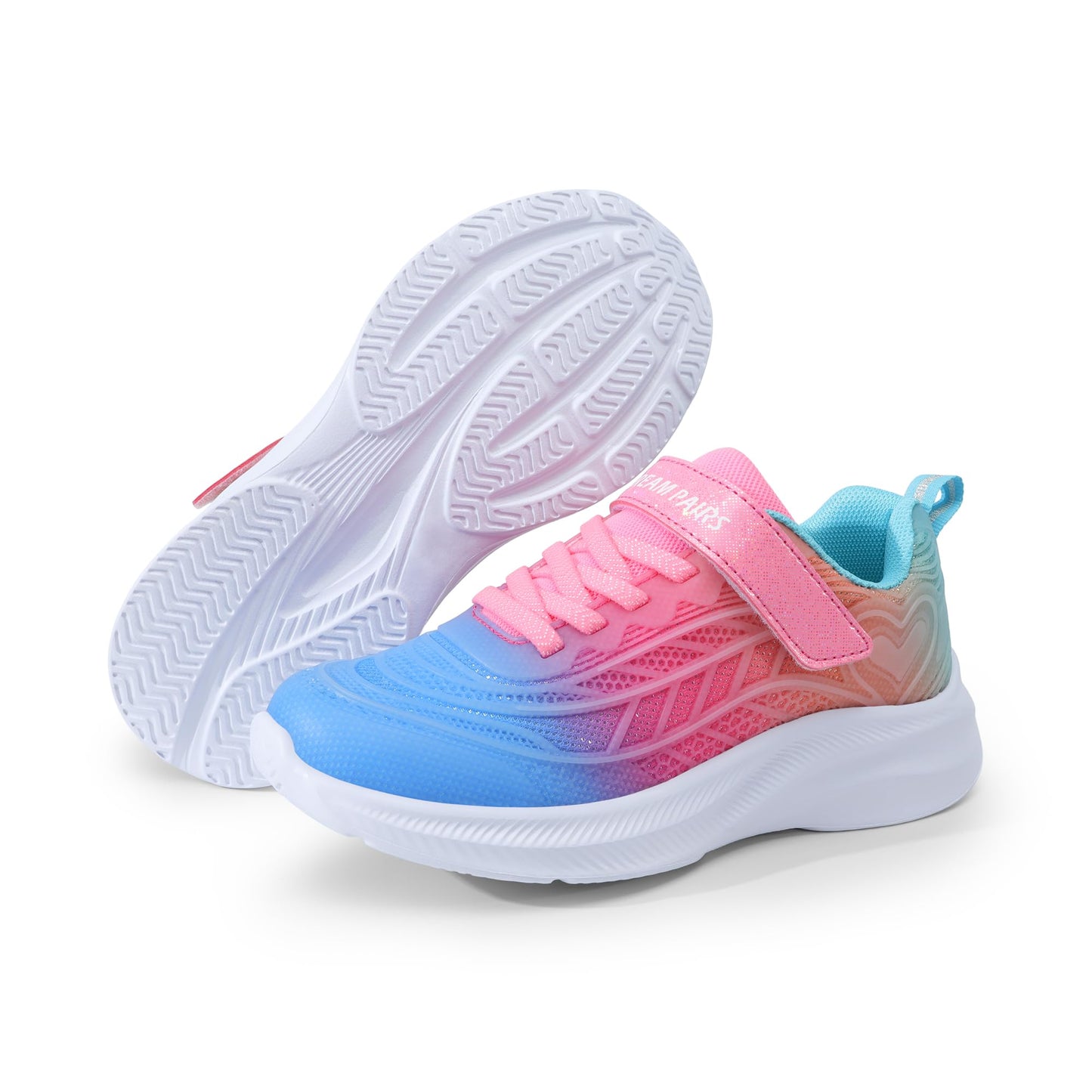 Kids Rainbow Ombre Running Shoes with Hook and Loop Strap