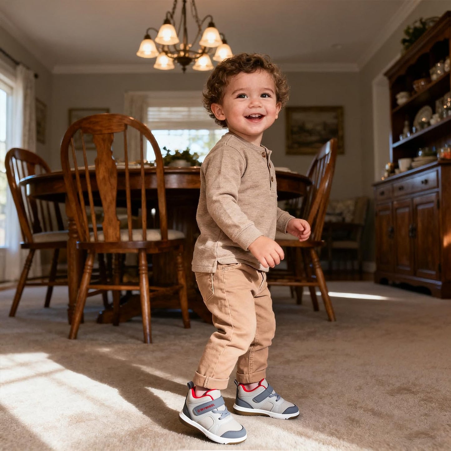 Toddler Boys High Top Sneakers with Wide Toe Box and Hook and Loop