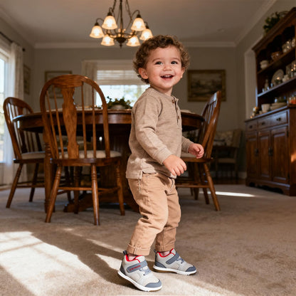 Toddler Boys High Top Sneakers with Wide Toe Box and Hook and Loop